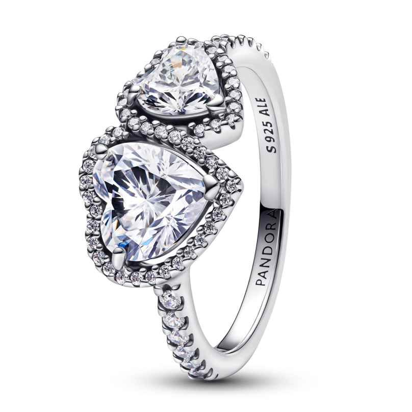 Pandora 193659C01 Women's Silver Ring Sparkling Halo Hearts