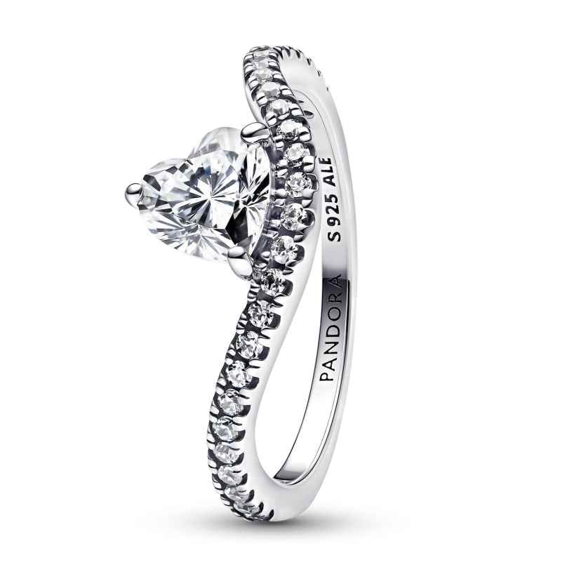 Pandora 193661C01 Damen-Ring Welliges Pavé Herz Silber