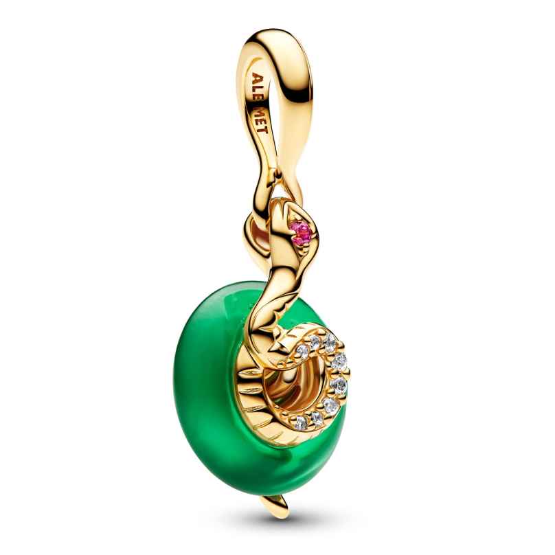 Pandora 763617C01 Charm-Anhänger Schlange mit Grünem Muranoglas Goldfarben 5700303165660