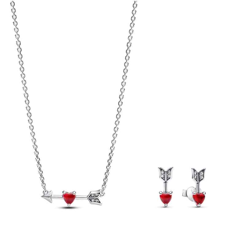 Pandora 28128 Damen Schmuck-Set Halskette und Ohrringe Pfeil und Herz Silber 4262511281286