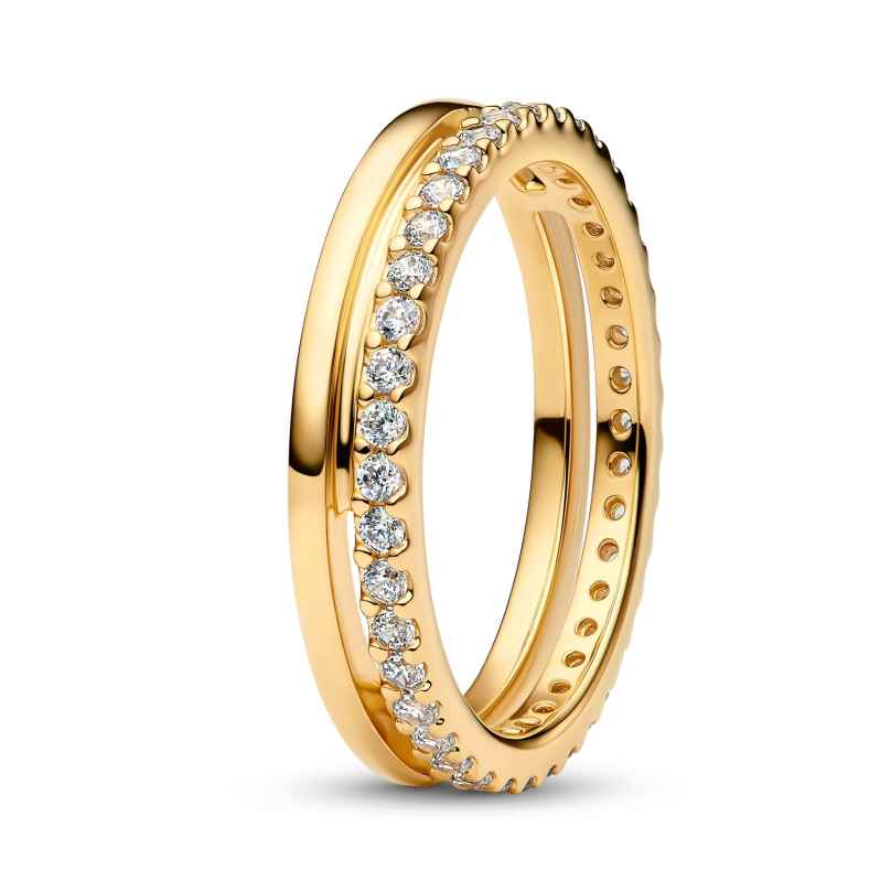 Pandora 163799C01 Damen-Ring Doppelband Goldfarben