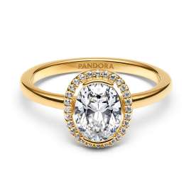 Pandora 163802C01 Ladies' Ring Oval Sparkling Halo Gold Tone