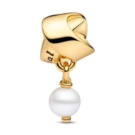 Pandora 763784C01 Charm Goldfarbene Schleife mit Perle