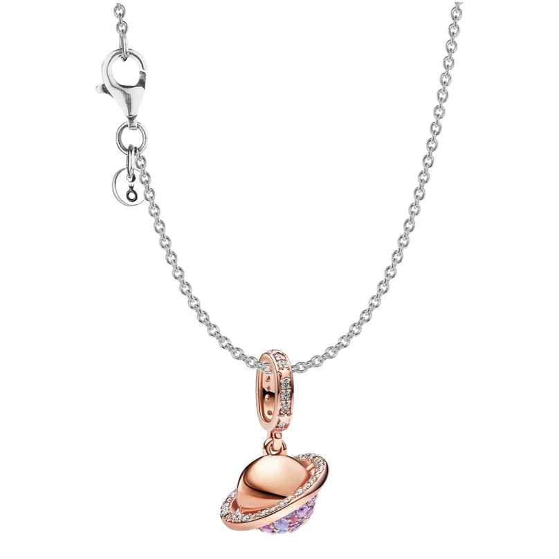 Pandora 28207 Damen-Kette Planet Saturn Roségoldfarben Geschenkset 4262511282078