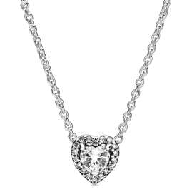 Pandora 28510 Damen-Geschenkset Halskette und Ohrringe Erhabenes Herz Weiß