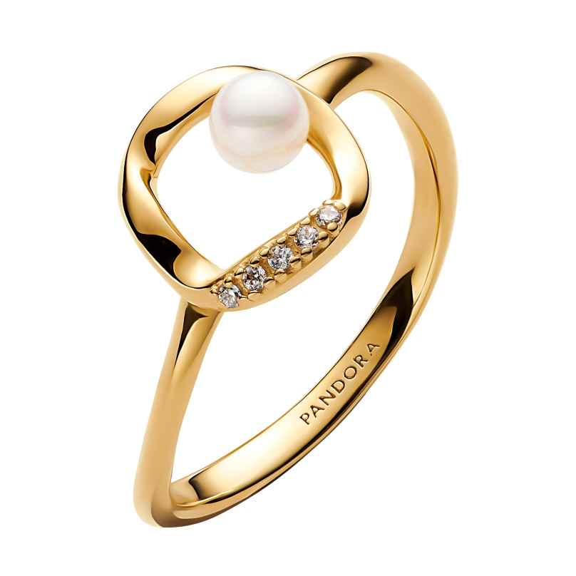 Pandora 163831C01 Damenring mit Kleiner Perle Goldfarben