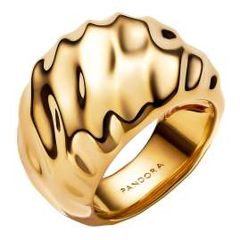 Pandora 163884C00 Women's Statement Ring Rippled Gold Tone