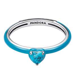 Pandora 193828C01 Women's Ring Silver Turquoise Heart