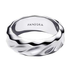 Pandora 193886C00 Wide Band Ring for Women Rippled Silver
