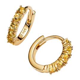Pandora 263849C01 Women's Hoop Earrings Huggies Gold Tone Yellow