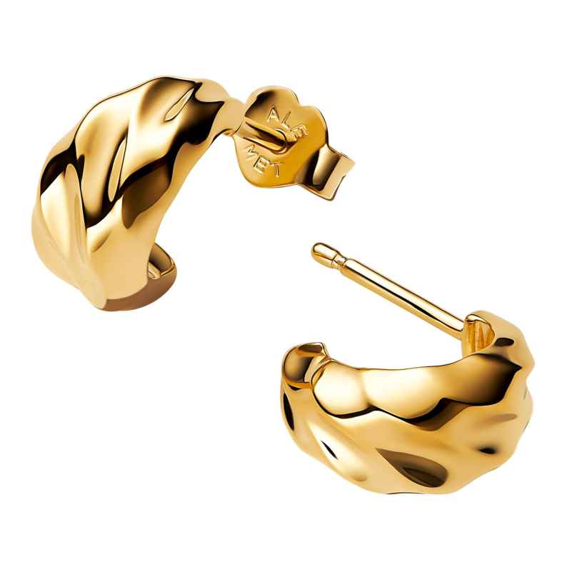 Pandora 263873C00 Ladies' Hoop Earrings Rippled Gold Tone 5700303194417