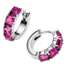 Pandora 293851C02 Damen-Creolen Ohrringe Pink Silber