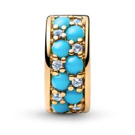 Pandora 763902C01 Clip-Charm Aquamarinblau Goldfarben