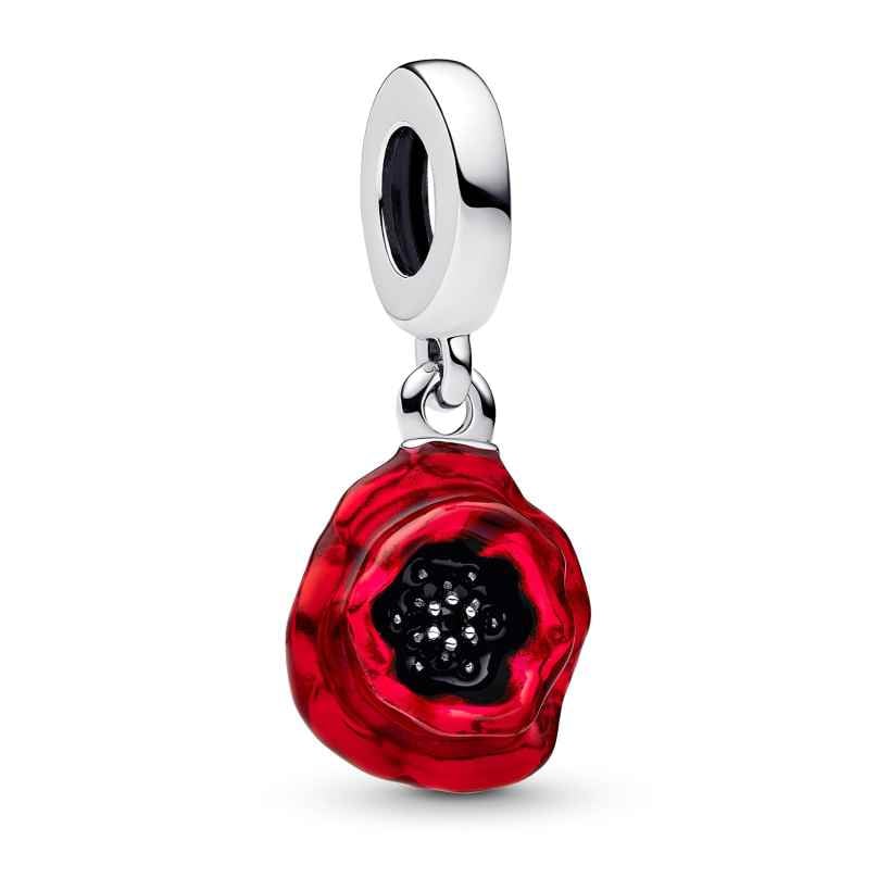 Pandora 793917C01 Charm-Anhänger Silber Rote Blume 5700303193403