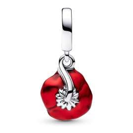 Pandora 793917C01 Dangle Charm Silver Red Flower