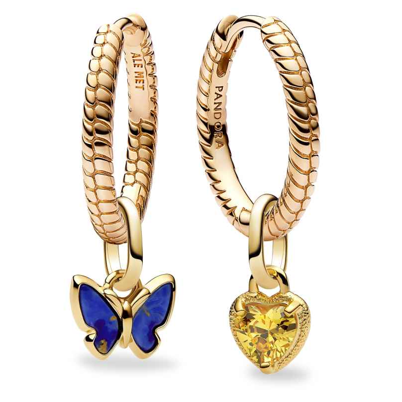 Pandora 28909 Damen-Schmuckset Creolen Schmetterling und Herz Goldfarben 4262511289091