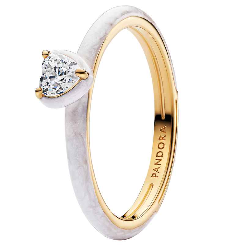 Pandora 163088C01 Damenring Goldfarben Weißes Chakra-Herz