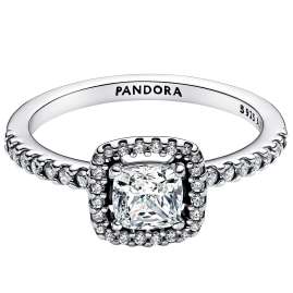 Pandora 193555C02 Ladies' Ring Silver Sparkling Square Halo