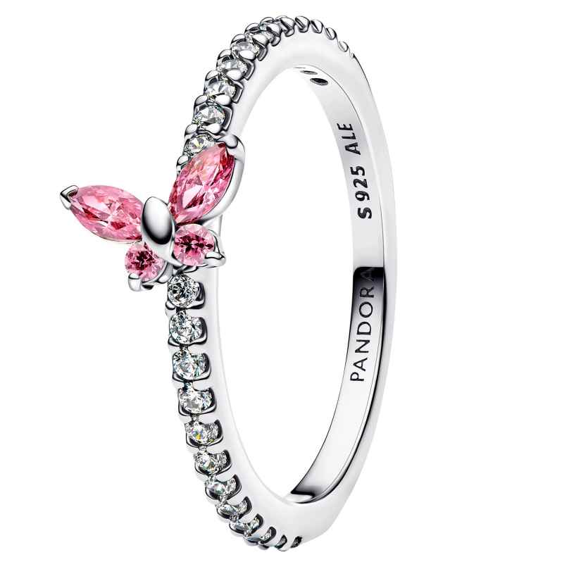 Pandora 194269C02 Damenring Silber Funkelnder Schmetterling Pink
