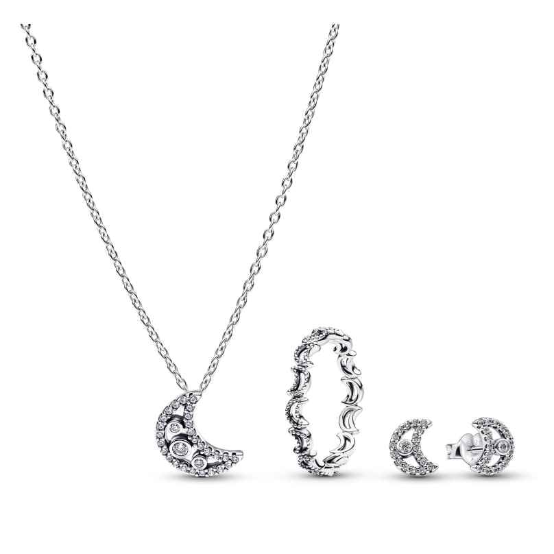 Pandora 21122 Schmuck-Set für Damen Silber Kette, Ohrringe und Ring Mond