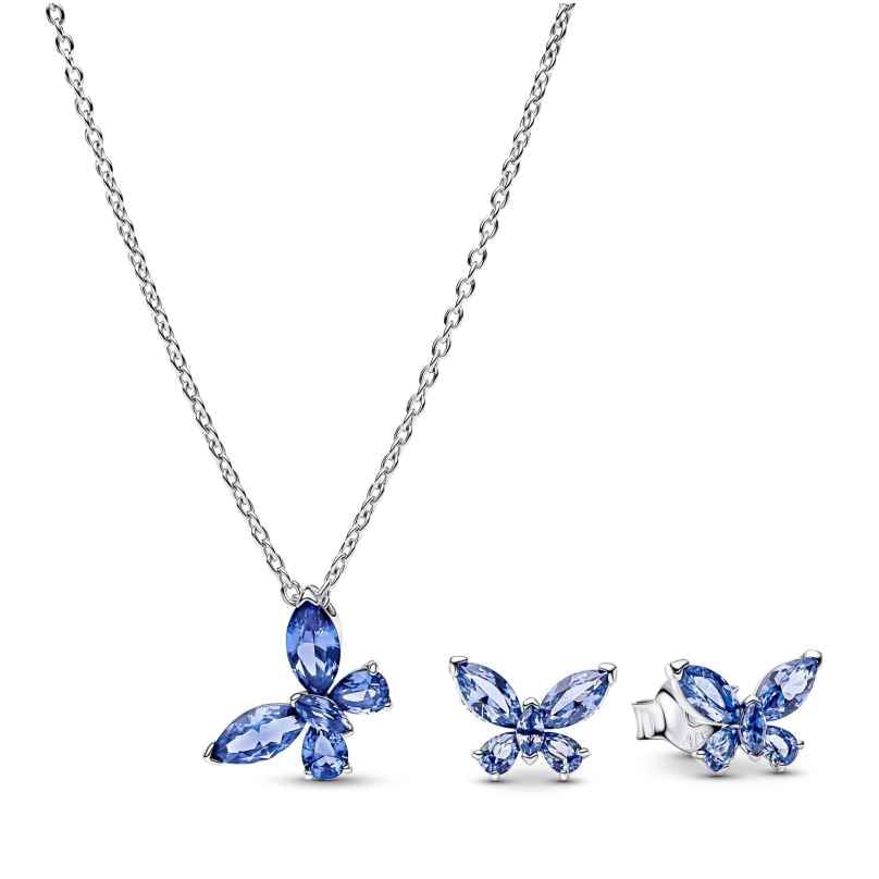 Pandora 21126 Damen-Geschenkset Kette und Ohrstecker Schmetterling Blau 4262551211267