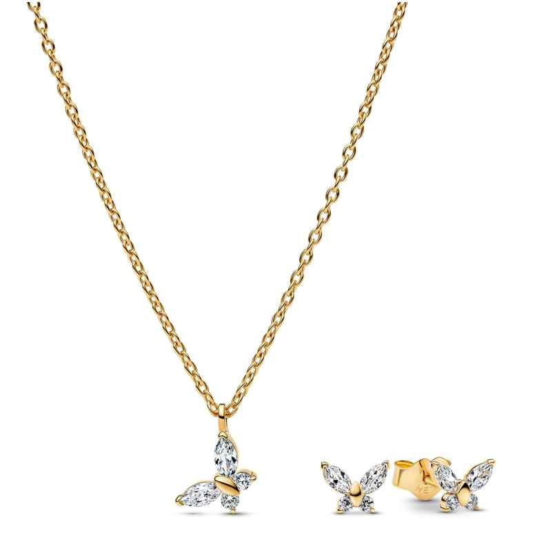 Pandora 21128 Damen-Schmuckset Kette und Ohrringe Schmetterling Goldfarben 4262551211281