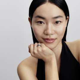 Pandora 193088C03 Women's Ring Silver Blue Chakra Heart