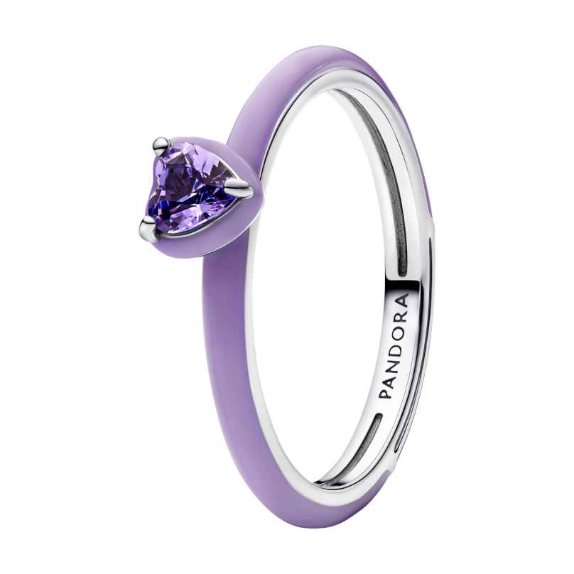 Pandora 193088C04 Damen-Ring Silber Lilafarbenes Chakra Herz