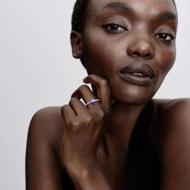 Pandora 193088C04 Damen-Ring Silber Lilafarbenes Chakra Herz