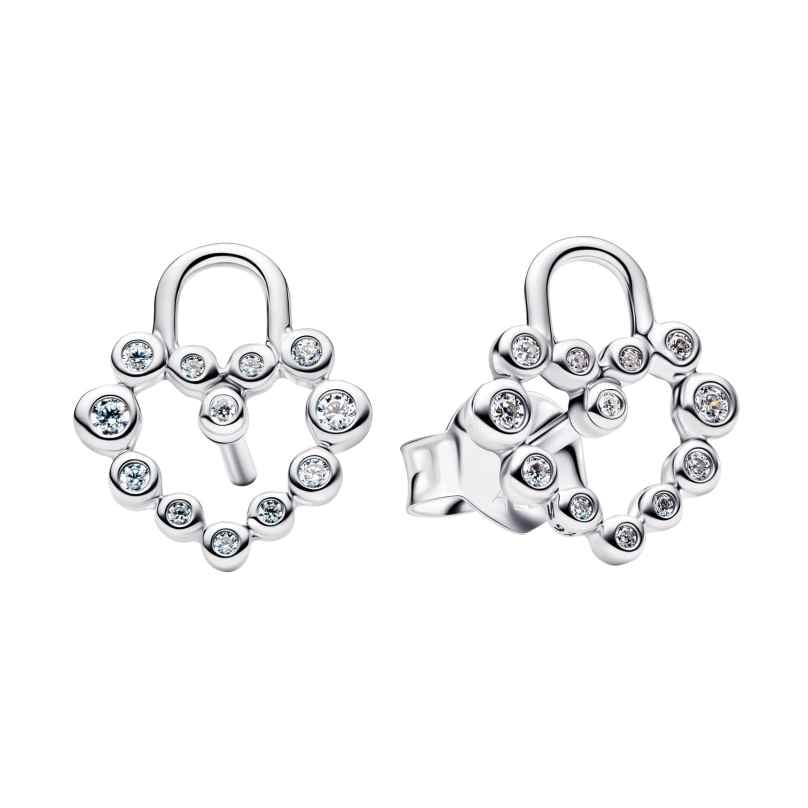 Pandora 294419C01 Damen-Ohrringe Funkelndes Herzschloss Ohrstecker Silber 5700303251134