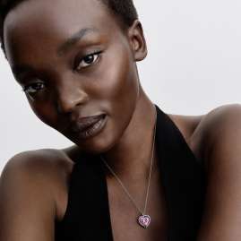 Pandora 394414C01-45 Women's Necklace Pink Halo Heart Silver