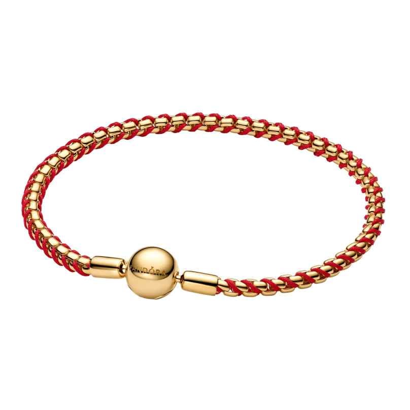 Pandora 563816C01 Damenarmband Schlangenkette Goldfarben/Rot