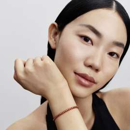 Pandora 563816C01 Damenarmband Schlangenkette Goldfarben/Rot