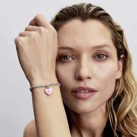 Pandora 794424C01 Silber Charm-Anhänger Rosafarbenes Keramik Herzschloss