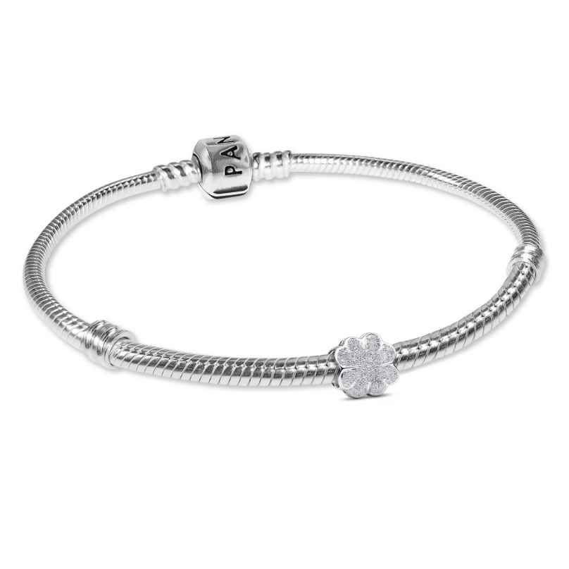 Pandora 21508 Damen-Armband Silber Geschenk-Set mit Mini Kleeblatt matt