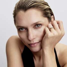 Pandora 164386C01 Women's Ring Cuban Chain with Heart Gold Tone