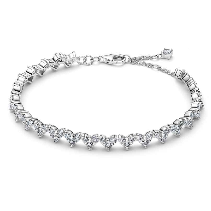 Pandora 594390C01 Women's Bracelet Silver Triple Stone Heart