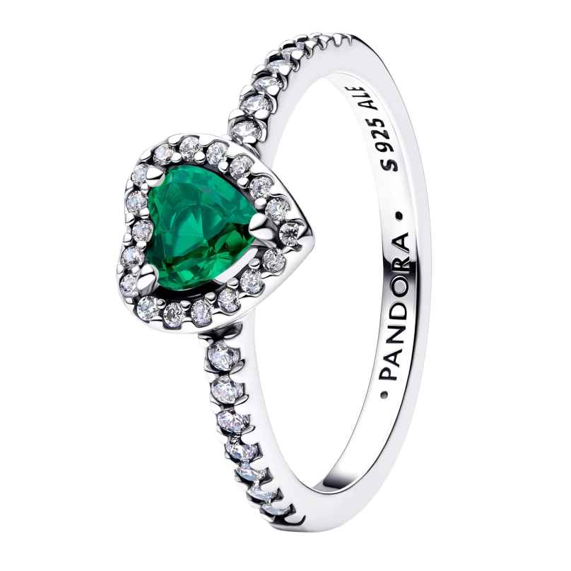 Pandora 198421C07 Silber-Ring für Damen Erhabenes Herz Royales Grün