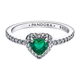 Pandora 198421C07 Silber-Ring für Damen Erhabenes Herz Royales Grün
