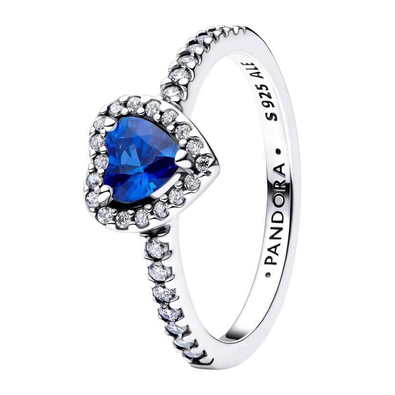 Pandora 198421C09 Silber Damenring Erhabenes Herz Prinzessinnenblau