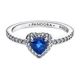 Pandora 198421C09 Silber Damenring Erhabenes Herz Prinzessinnenblau