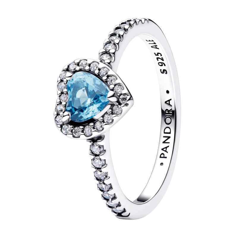 Pandora 198421C10 Women's Silver Ring Elevated Heart Light Blue