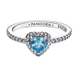 Pandora 198421C10 Damenring Silber Erhabenes Herz Hellblau