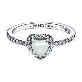 Pandora 198421C11 Damenring 925 Silber Erhabenes Herz Weiß
