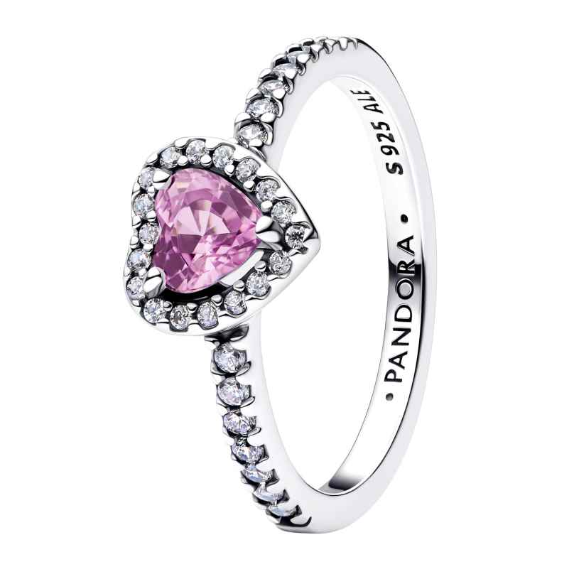 Pandora 198421C12 Women's Silver Ring Elevated Heart Light Purple