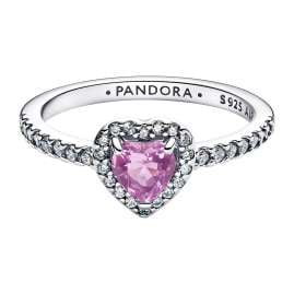 Pandora 198421C12 Damen-Silberring Erhabenes Herz Helllila
