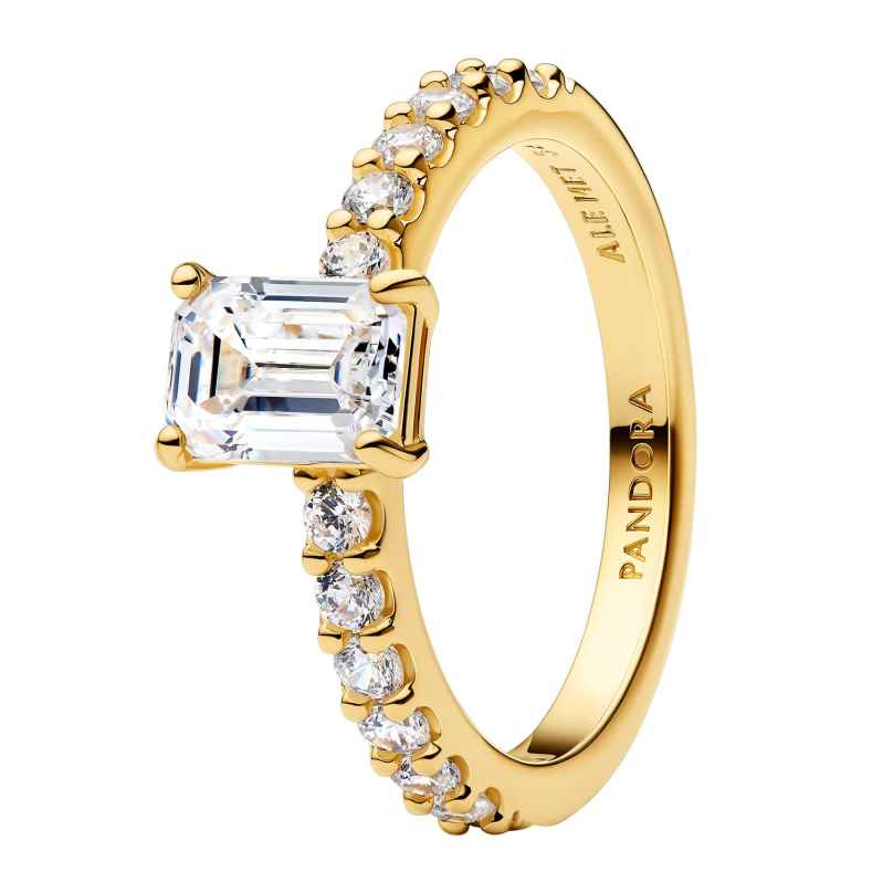 Pandora 164506C01 Damenring Rechteckiger Funkelnder Heiligenschein Goldfarben