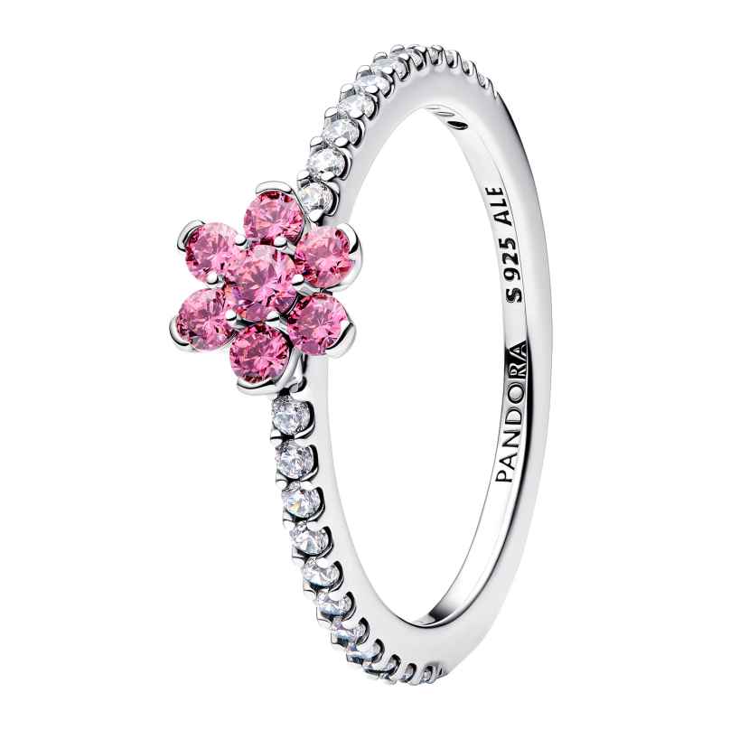 Pandora 194499C02 Silver Ring for Ladies Sparkling Flower Pink