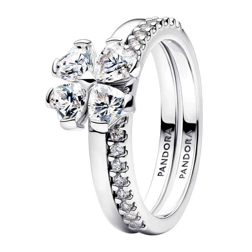 Pandora 194507C01 Damen-Silberring Funkelnder Glücksklee