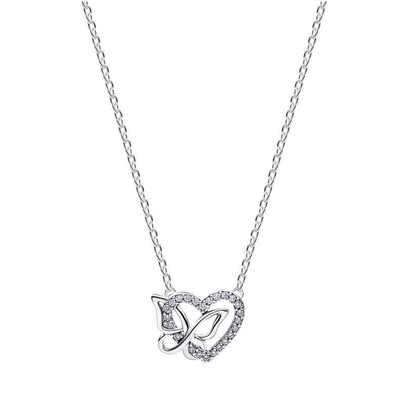 Pandora 394477C01 Damencollier Silber Verschlungenes Herz & Schmetterling 5700303278254